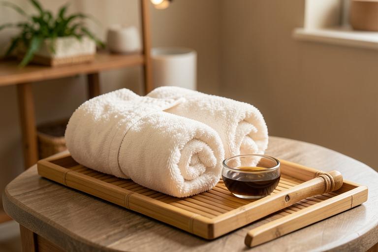 Warm towels and oil for extra time on the shoulders, neck and head
