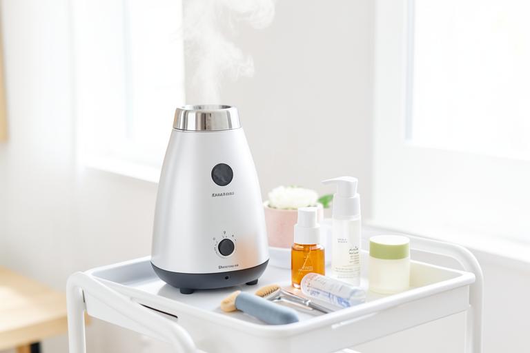 Facial steamer and skincare tools ready for gentle pore care