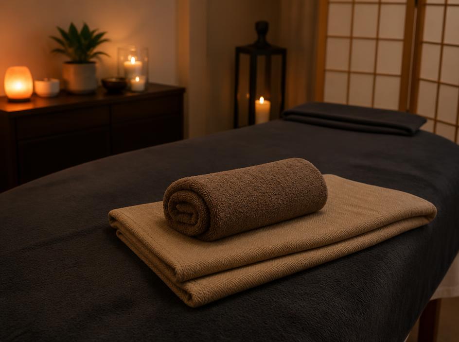 Stretch mat, blanket and warm towel for the finish of a deep tissue massage